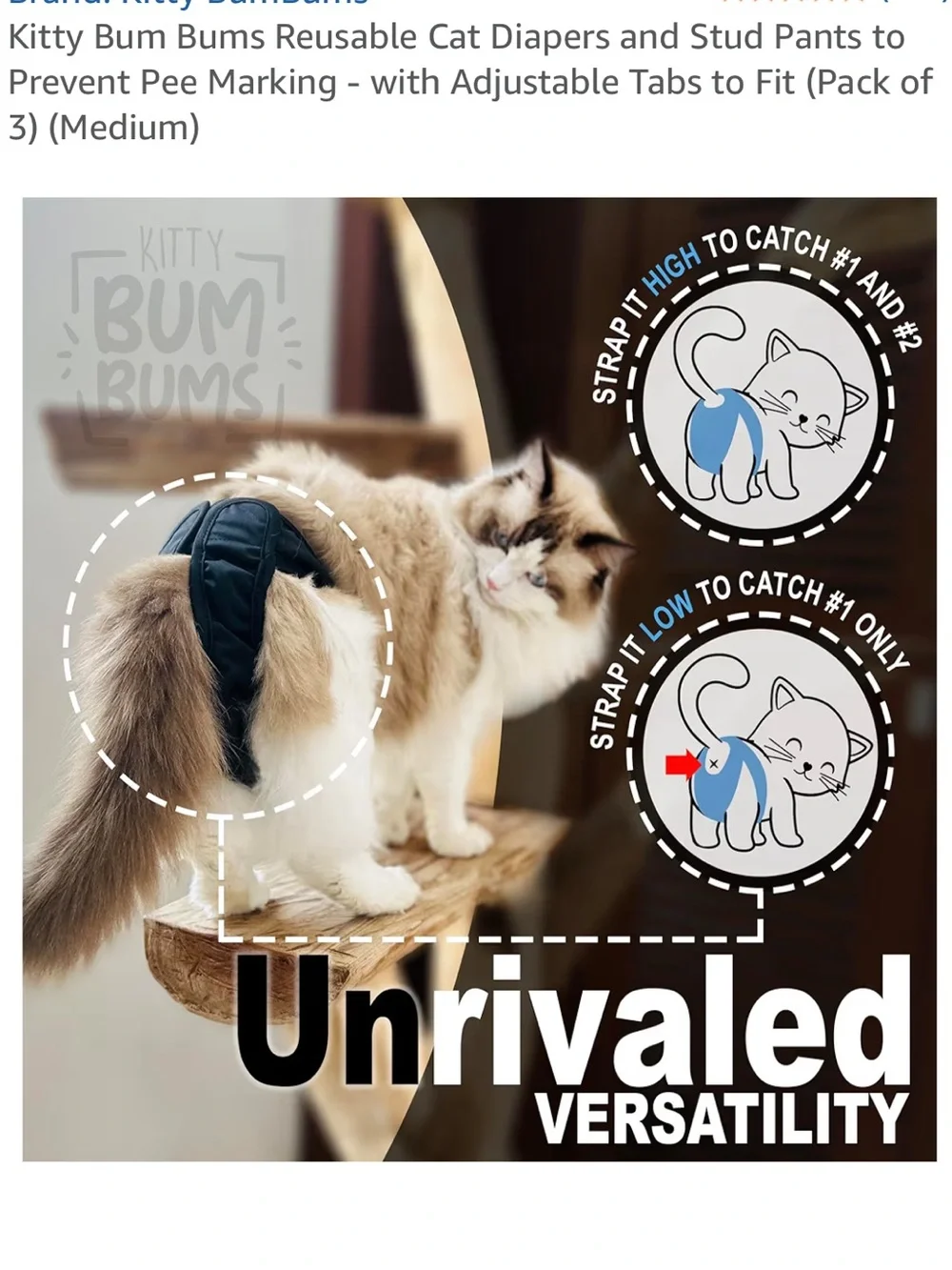 Reusable Cat Diapers - Set of 3